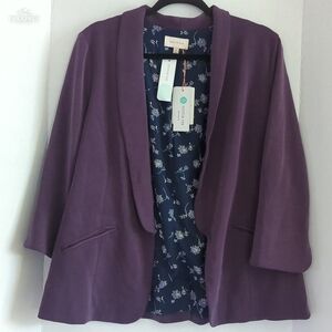 Skies are Blue Dark Purple Hannah Modal Scuba Lined Blazer Size XXL NWT